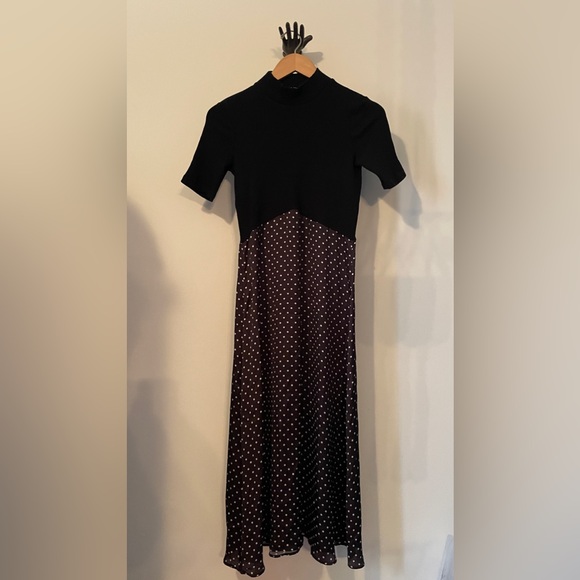 M Zara Maxi dress. Knit top, soft acrylic polka dot bottom. Black & White - Picture 1 of 6